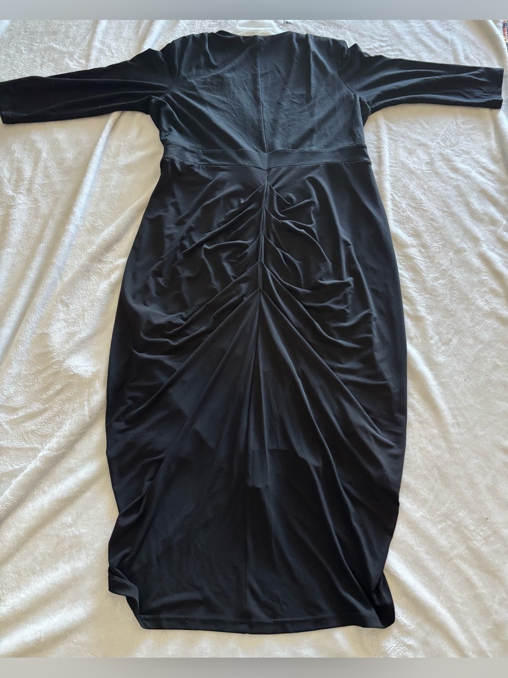 City Chic Black Ruched Zip-Front body con Dress - Picture 4 of 8